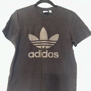 Adidas Women's Glitter T-Shirt - Black - Medium